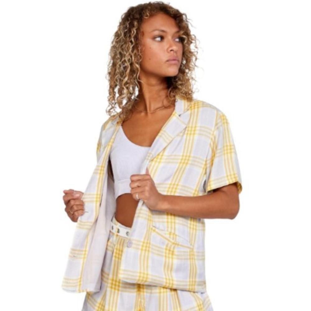 Women's NWOT RVCA Ceremony Plaid Blazer Size Extra Largeβ